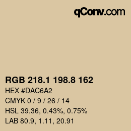 Color code: RGB 218.1 198.8 162 | qconv.com