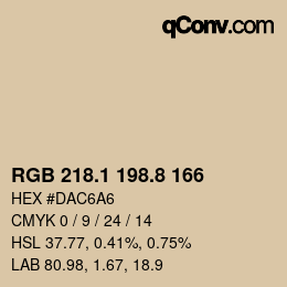 Color code: RGB 218.1 198.8 166 | qconv.com