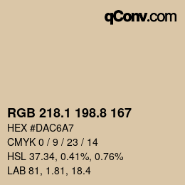 Color code: RGB 218.1 198.8 167 | qconv.com