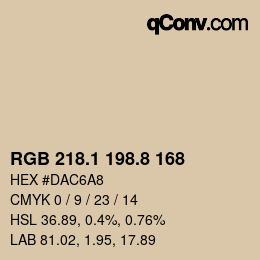Color code: RGB 218.1 198.8 168 | qconv.com