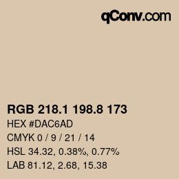 Color code: RGB 218.1 198.8 173 | qconv.com