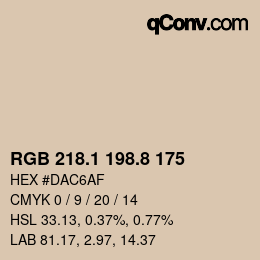 Color code: RGB 218.1 198.8 175 | qconv.com