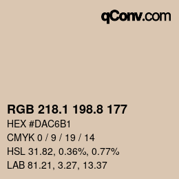 Color code: RGB 218.1 198.8 177 | qconv.com
