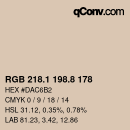 Color code: RGB 218.1 198.8 178 | qconv.com