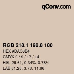 Color code: RGB 218.1 198.8 180 | qconv.com