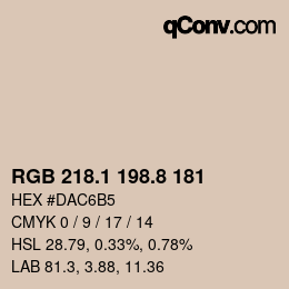 Color code: RGB 218.1 198.8 181 | qconv.com