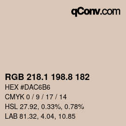 Color code: RGB 218.1 198.8 182 | qconv.com