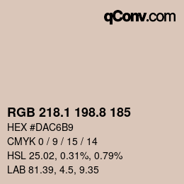 Color code: RGB 218.1 198.8 185 | qconv.com