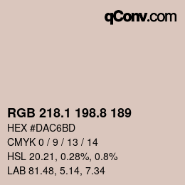 Color code: RGB 218.1 198.8 189 | qconv.com