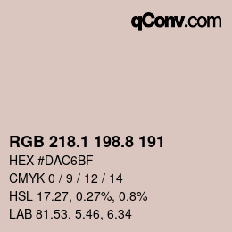Color code: RGB 218.1 198.8 191 | qconv.com