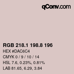 Color code: RGB 218.1 198.8 196 | qconv.com