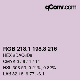 Color code: RGB 218.1 198.8 216 | qconv.com
