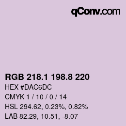 カラーコード: RGB 218.1 198.8 220 | qconv.com