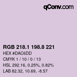 Farbcode: RGB 218.1 198.8 221 | qconv.com