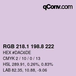 カラーコード: RGB 218.1 198.8 222 | qconv.com