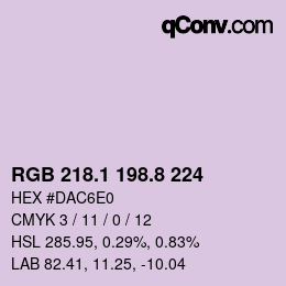 Código de color: RGB 218.1 198.8 224 | qconv.com