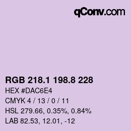Color code: RGB 218.1 198.8 228 | qconv.com