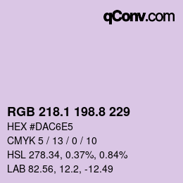 Farbcode: RGB 218.1 198.8 229 | qconv.com