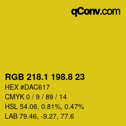 カラーコード: RGB 218.1 198.8 23 | qconv.com