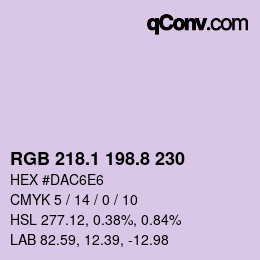 Farbcode: RGB 218.1 198.8 230 | qconv.com