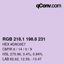 Color code: RGB 218.1 198.8 231 | qconv.com