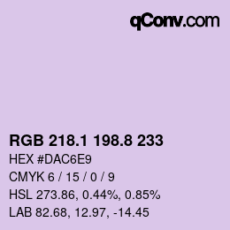 Color code: RGB 218.1 198.8 233 | qconv.com
