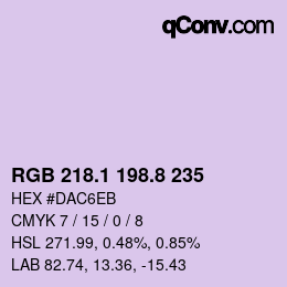 Código de color: RGB 218.1 198.8 235 | qconv.com