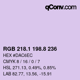 Color code: RGB 218.1 198.8 236 | qconv.com