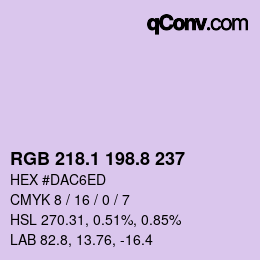 カラーコード: RGB 218.1 198.8 237 | qconv.com