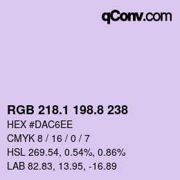 Color code: RGB 218.1 198.8 238 | qconv.com