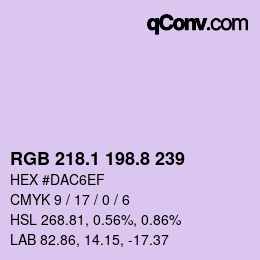 Color code: RGB 218.1 198.8 239 | qconv.com