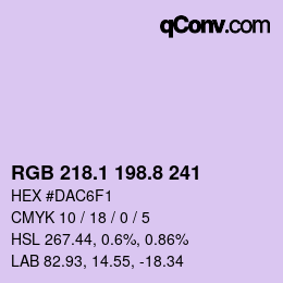 Color code: RGB 218.1 198.8 241 | qconv.com