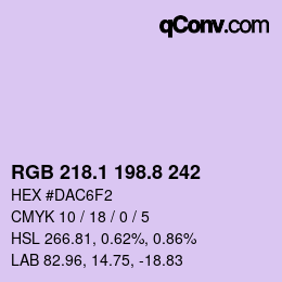 Color code: RGB 218.1 198.8 242 | qconv.com