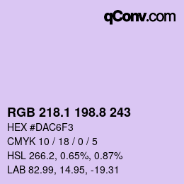 Color code: RGB 218.1 198.8 243 | qconv.com