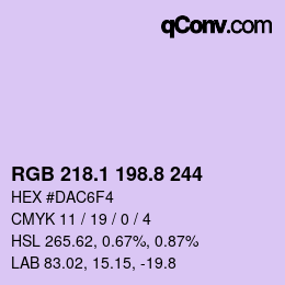 Color code: RGB 218.1 198.8 244 | qconv.com