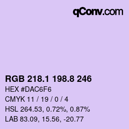 カラーコード: RGB 218.1 198.8 246 | qconv.com