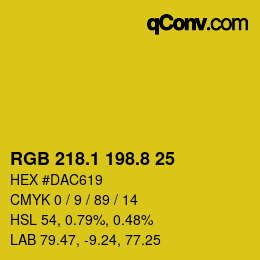 カラーコード: RGB 218.1 198.8 25 | qconv.com