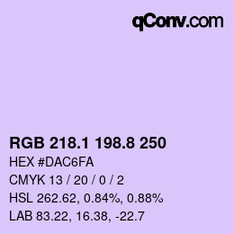 Color code: RGB 218.1 198.8 250 | qconv.com