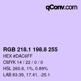 Color code: RGB 218.1 198.8 255 | qconv.com
