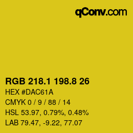 カラーコード: RGB 218.1 198.8 26 | qconv.com
