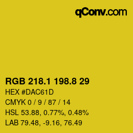 カラーコード: RGB 218.1 198.8 29 | qconv.com