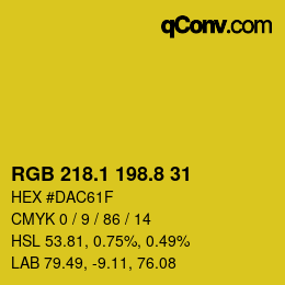 カラーコード: RGB 218.1 198.8 31 | qconv.com