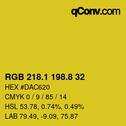 カラーコード: RGB 218.1 198.8 32 | qconv.com