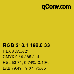 カラーコード: RGB 218.1 198.8 33 | qconv.com
