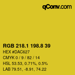 カラーコード: RGB 218.1 198.8 39 | qconv.com