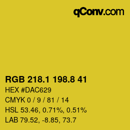 カラーコード: RGB 218.1 198.8 41 | qconv.com