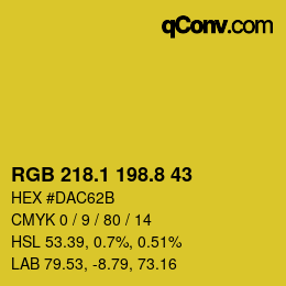 カラーコード: RGB 218.1 198.8 43 | qconv.com