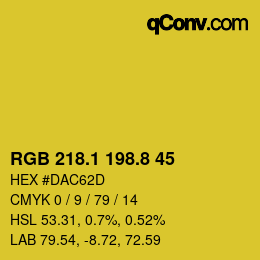 カラーコード: RGB 218.1 198.8 45 | qconv.com
