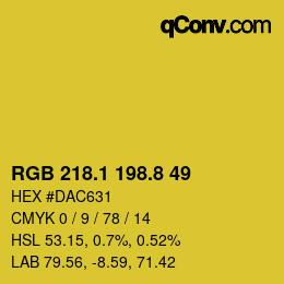 カラーコード: RGB 218.1 198.8 49 | qconv.com