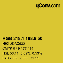 カラーコード: RGB 218.1 198.8 50 | qconv.com
